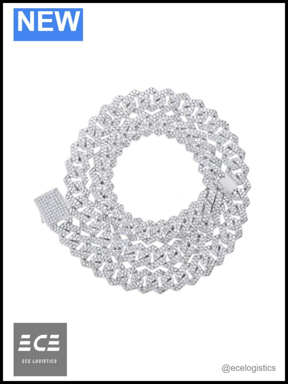 Moissanite Cuban Link Chain Necklace 14k Gold Plated Sterling Silver 12mm